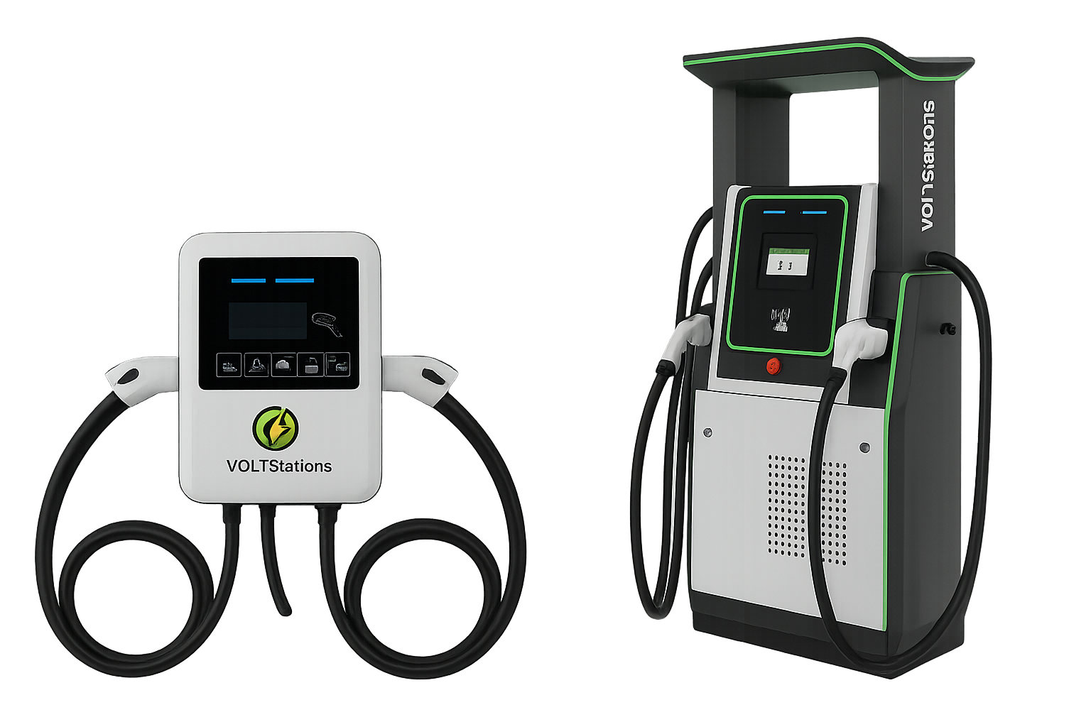 Dois modelos de carregadores Volt Stations